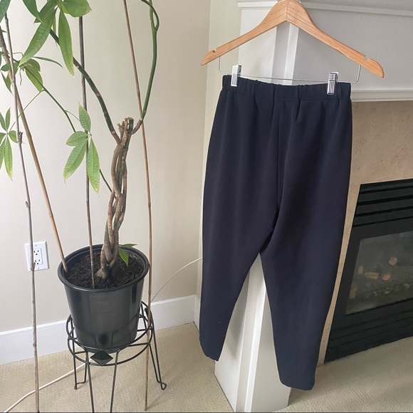 ASOS Dark Navy High Waisted Tie Waist Paperbag Pants - Picture 3 of 7